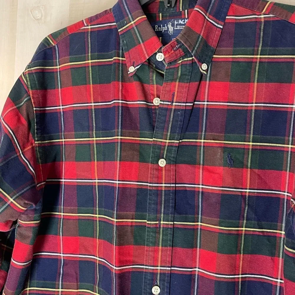Ralph Lauren red plaid long‎ sleeve button down shirt, size 12